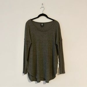 Bobeau Rib Long Sleeve Fuzzy Top